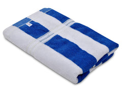 Heart Home Lining Design Soft Cotton Bath Towel, 30"x60", Pack of 3 (Blue & White)