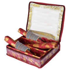 Kuber Industries Multipurpose Feather Design Laminated 3 Rod Bangle Box/Organizer/Case With Tranasparent Top (Maroon)-47KM0201