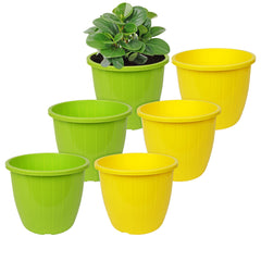 Heart Home Flower Pot | Flower Pots for Indoor & Outdoor | Plastic Pot for Gardening | Planter for Flower | Balcony Flower Pot with Drain Holes | Duro Flower Pot | 6 Inch | Pack of 6 | Multi