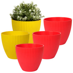 Heart Home Flower Pot | Flower Planter Pots for Indoor | Flower Pots for Outdoor | Pot for Garden & Balcony Flowering | Flower Plants Pot | Mega Flower Pot | 6 Inch | Pack of 5 | Multi