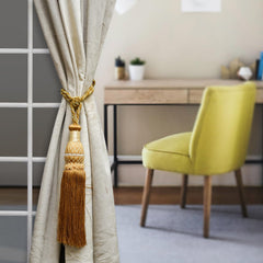 Heart Home Tassel | Curtain Tie Back Tassel Set | Curtain Holder Tieback | Curtain Tieback | Curtain Holder for Home & Office Décor | Moti Kit Pit Tassel | Golden