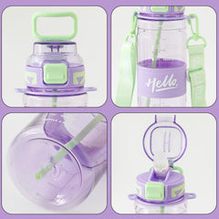 Kuber Industries Pack of 3 Kids Water Bottle With Straw |Sipper Water Bottle For Kids Boys Girls| Water Bottle with Locking Flip Lid | 800 ml |Purple | SYZ-7740A