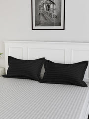 Heart Home Pillow Cover | Cotton Pillow Cover | Striped Pattern Pillow Cover | Soft Pillow Cover for Home | Pillow Cover for Bedroom | Set of 2 | Black
