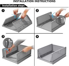Heart Home Storage Organizer | Wardrobe Organizer For Clothes | Cupboard Organizer | Foldable Shirt Stacker Box | Cloth Box for Almirah | Closet Storage Basket | Large | 2 Piece Set | Gray