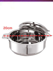 Heart Home 2L Stainless Steel Insulated Casserole for Roti, Puri & Chapati with Lid | Heat Retaining Body & Easy Lock Lid Mechanism Hotpot Roti Box for Home & Kitchen | Silver