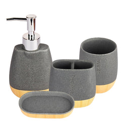 Urbane Home Premium 4-Piece Bathroom Accessories Set | Soap Dish, Liquid Soap Dispenser (250ml), Tumbler & Brush Holder | Moisture Resistant Scratch Proof | Grey