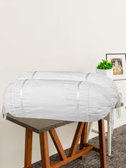Kuber Industries Bolster Covers | Cotton Bolster Cover Set | Diwan Bolster Cover Set | Bolster Pillow Cover | Plain Lace Print Masand Cover | 16x32 Inch | Pack of 2 | White