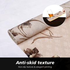 Heart Home Shelf Liner | Kitchen Cabinet Shelf Protector | Kitchen Liners for Cabinets | Drawer Liner Mat | Flower Wallpaper Shelf Liner Cabinet Mat | 5 MTR | Brown