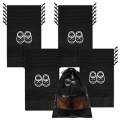 Heart Home Shoe Cover | Travel Shoe Storage Bags | Non-Woven Storage Bag | Shoe Cover with Drawstring | Shoe Organizer with Clear window | Plain | Pack of 24 | Black