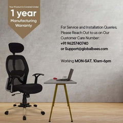 Kuber Industries Ergonomic Leather Office Chairs for Work From Home | Comes with Manual Height Adjustable, Armrest, Headrest & Lumbar Support | Comfy Study Chair for Students with Wheels | Black