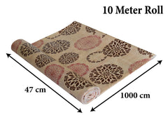 Heart Home Rangoli Printed PVC Anti Slip Skid Shelf Mat, 10 Mtr (Sand)