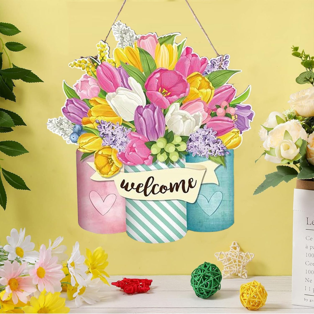 Kuber Industries Door Decor Panel|Wall Hanging Wooden Frame Board-Pack of 4 (Multi)