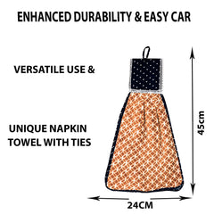 Kuber Industries Napkin | Washbasin Hanging Napkin | Kitchen Towel with Ties | Napkin for Kitchen | Circle Napkin for Bathroom | Hand Towel for Kitchen | Pack of 4 | Golden
