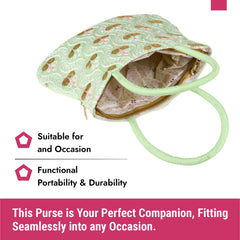 Heart Home Hand Bag|Traditional Hand Bag|Silk Wallet Hand Bag|Woman Tote Hand Bag|Ladies Purse Handbag|Gifts Hand Bag|Curved Shape Embroidery Hand Bag|Green