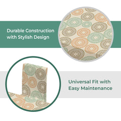 Kuber Industries Set of 5 Waterproof & Oil Repellent Dining Table Chair Cover 4 Seater Full Set | Washable & Dustproof Seat Cover Protector Slipcover Cloth | Multicolor Circular Pattern