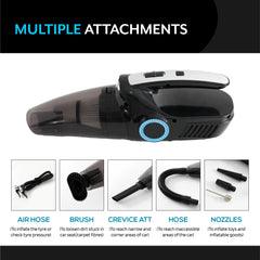 Kuber Industries 4 in 1 Cordless Vacuum Cleaner with Tyre Inflator | 6000mah-USB, 12V DC, 6000Pa Suction | Portable Vaccine Cleaner for Car and Home | MK2404B | Pack of 6 | Black