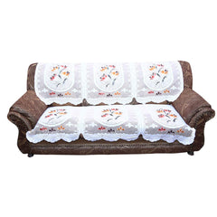 Kuber Industries 6 Piece Cotton Sofa Cover Set - Cream
