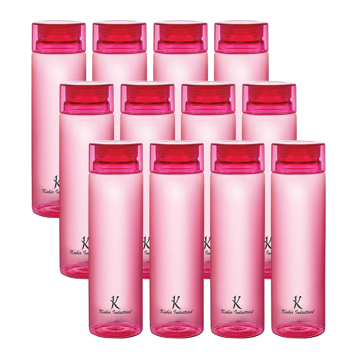 Kuber Industries BPA Free Plastic Water Bottles | Breakproof, Leakproof, Food Grade PET Bottles | Water Bottle for Kids & Adults | Plastic Bottle Set of 4 |Pink (Pack Of 3)