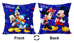 Kuber Industries Disney Printed Microfiber Filled Floor Cushion, Decorative Throw Pillow, Home Decor Pillow, Sofa/Bed Cushion,16"x16"(Blue & Pink & Cream)-Pack of 3-KUBMART15898, Standard