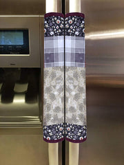 Heart Home 3D Checkered Design PVC 2 Pieces Fridge/Refrigerator Handle Cover (Maroon) - CTHH6548,Standard