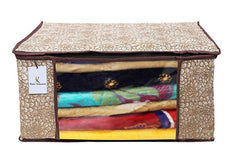 Kuber Industries Flower Design 12 Piece Non Woven Saree Cover, Large, Golden Brown - CTKTC0015238