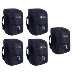 Kuber Industries Lunch Box|Canvas Leak Proof 3 Stainless Steel Insulated Containers Lunch Bag|Adjustable Straps Tiffin Box with Zipper Closure (Black) (Pack of 5)