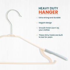 Heart Home PP Cloth Hanger Set of 5 With Zinc Plated Steel Hook (Grey)