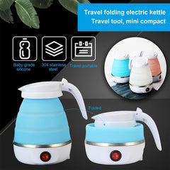 Homestic Foldable Electric Kettle 600 ML | Silicone Body With 304-Stainless Steel Base | Leak Proof Design | Multipurpose Portable Electric Kettle for Travel, Office & Home | 600W | Blue