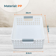 Kuber Industries Set of 1 Large Hollow Storage Basket|Kitchen & Home Organizer For Wardrobe|Tray For Toys, Fruits, Books-Pack of 3 (White)