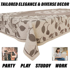 Heart Home Dining Table Cover | Net Table Cloth Cover | 6 Seater Table Cloth | Flower Table Cover | Table Protector | Table Cover for Dining Table | 60x90 Inch | S21 | Maroon