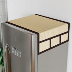 Kuber Industries Fridge Top Cover | Fridge Top Cover with Pockets | Refrigerator Top Cover for Kitchen | Fridge Top Cover with 6 Utility Pockets | Dot Fridge Cover | Golden