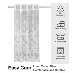 Heart Home Door Curtain|Darkening Door Curtains|Premium Drapes for Bedroom|Sheer Curtain with 8 Rings|Parda for Living Room|Net Frill Door Curtain|7 Ft|SY27|White