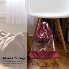 Heart Home Shoe Cover | Travel Shoe Storage Bags | Polyester Storage Bags | Drawstring Shoe Cover | Clear Transparent Shoe Storage Organizer | Pack of 6 | Multi