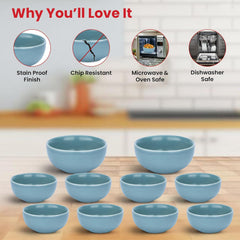 Kuber Industries 12 Pcs Ceramic Dinner Set | Bowl Plates Serving Spoon | Dishwasher & Microwave Safe | Kitechen Crockery Set for Dining & Gifting | Lead Cadium Bone-Ash free | Blue