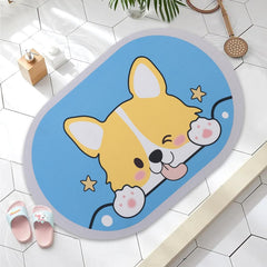 Kuber Industries Bath Mat | PVC Bathroom Mat | Shower Bath Mat | Floor Tub Mat | Diatom Mud Oval Mat | Anti-Skid Shower Bathroom Mat | CF-220818 |Pack of 5| Blue