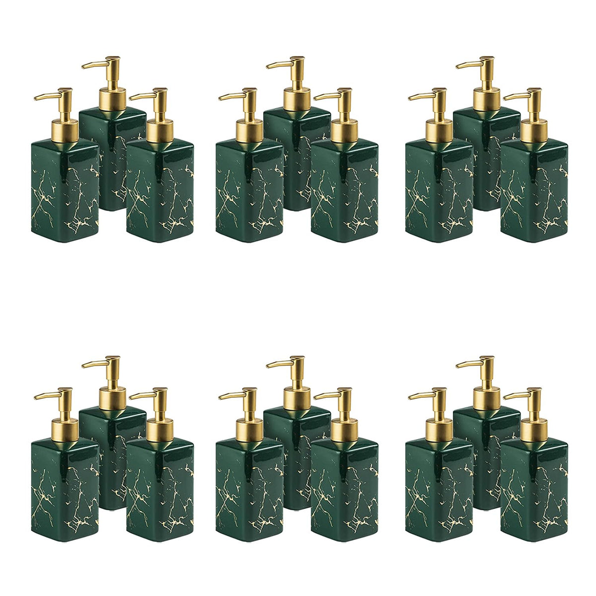 Kuber Industries Liquid Soap Dispenser | Handwash Soap Dispenser | Soap Dispenser for Wash Basin | Shampoo Dispenser Bottle | Bathroom Dispenser Bottle | 18 Piece | Pack of 6 | 320 ml | Green