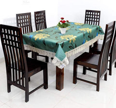Heart Home PVC 6 Seater Dining Table Cover (Green) 60 x 90 Inches CTHH08018