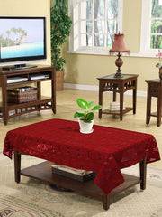 Kuber Industries Circle Printed Cotton 4 Seater Center Table Cover,40"x60" (Maroon)-44KM011