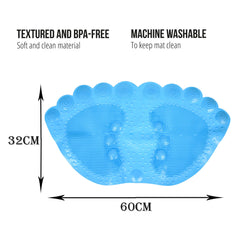 Heart Home Bath Mat | PVC Bathroom Mat | Shower Bath Mat | Foot Shape Bath Tub Mat | Foot Massager Mat | Anti-Skid Floor Mat | Shower Mat | Blue