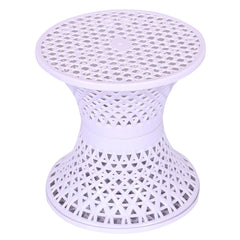 Heart Home Seating Stool | Plastic Mesh Damroo Stool | Both Sided Stool for Guestroom | Damroo Style Stool | Stool for Graden | Stool for Balcony | White
