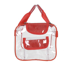 Kuber Industries Large Size Transparent Cosmetic Bag, Shoes Bag,Travel Toiletry Bag, with Sturdy Zipper and 1 External Pocket-Set of 2 (Pink & Red) (F_26_KUBMART017060)