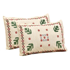 Heart Home Double Bedsheet with 2 Pillow Covers | 160 TC Premium Cotton Bedsheet for Double Bed | Bedsheet for Living Room-Home & Hotels | Rusty Plus Border | 100x108 Inch | Cream