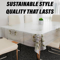 Kuber Industries Dining Table Cover | PVC Table Cloth Cover | 6 Seater Table Cloth | Flower Almond Table Cover | Table Protector | Table Cover for Dining Table | 60x90 Inch | Green