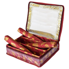 Kuber Industries Multipurpose Feather Design Laminated 3 Rod Bangle Box/Organizer/Case With Tranasparent Top (Maroon)-47KM0201