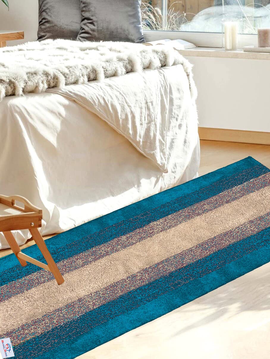 Heart Home Shaggy Carpet|Polyester Bedside Runner,Soft Rug for Hall,Offices,Kitchens,Bedroom,Floor Home Décor,5 x 2 Ft.(Green)