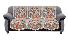 Kuber Industries Flower Cotton 2 Piece 3 Seater Sofa Cover (Brown) - CTKTC22248, (Model: CTKTC022248)