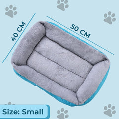 Kuber Industries Dog & Cat Bed|Super Soft Plush Top Pet Bed|Oxford Cloth Polyester Filling|Machine Washable Dog Bed|Rectangular Cat Bed with Rise-Edge Pillow|QY036B-S|Sky Blue (Pack of 3)