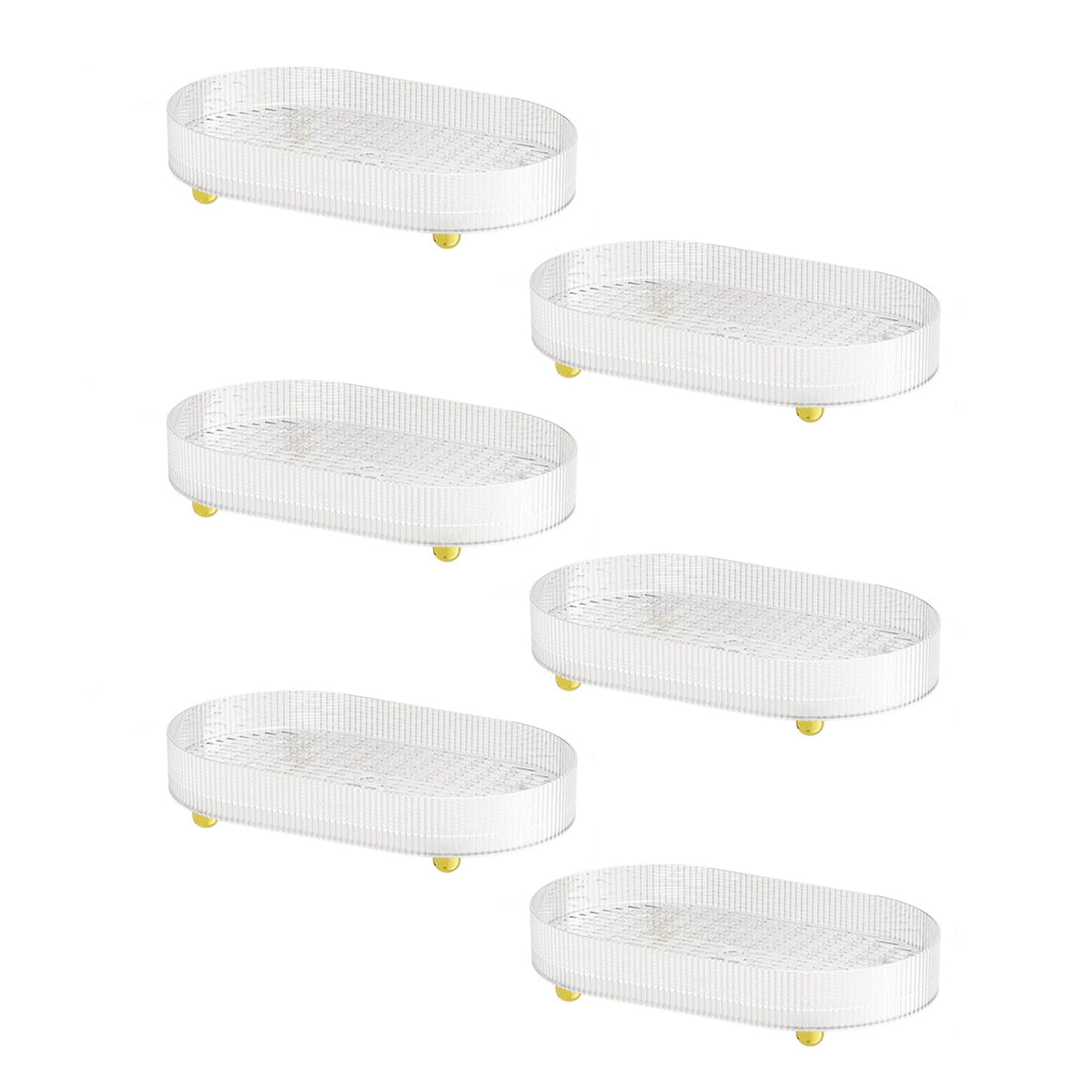 Kuber Industries Pack of 6 Multipurpose Double layer Decorative Drain Tray | Makeup Perfume Organiser, Bathroom Vanity, Dresser Tray, Kitchen Countertop Organiser Tray | Anti Slip | Transparent