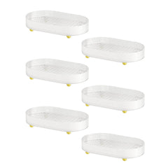 Kuber Industries Pack of 6 Multipurpose Double layer Decorative Drain Tray | Makeup Perfume Organiser, Bathroom Vanity, Dresser Tray, Kitchen Countertop Organiser Tray | Anti Slip | Transparent