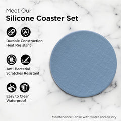Kuber Industries 12 Pcs Anti-Skid Tea Coaster for Hot Pots | Round Tea Cup & Water Glass Cover Top Lid for Teapoy & Center Table - Blue